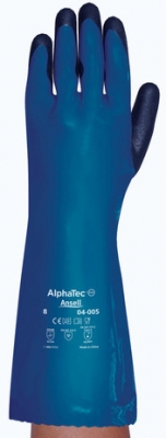 Manusi de protectie Alphatech Ansell, impotriva riscurilor chimice, albastru